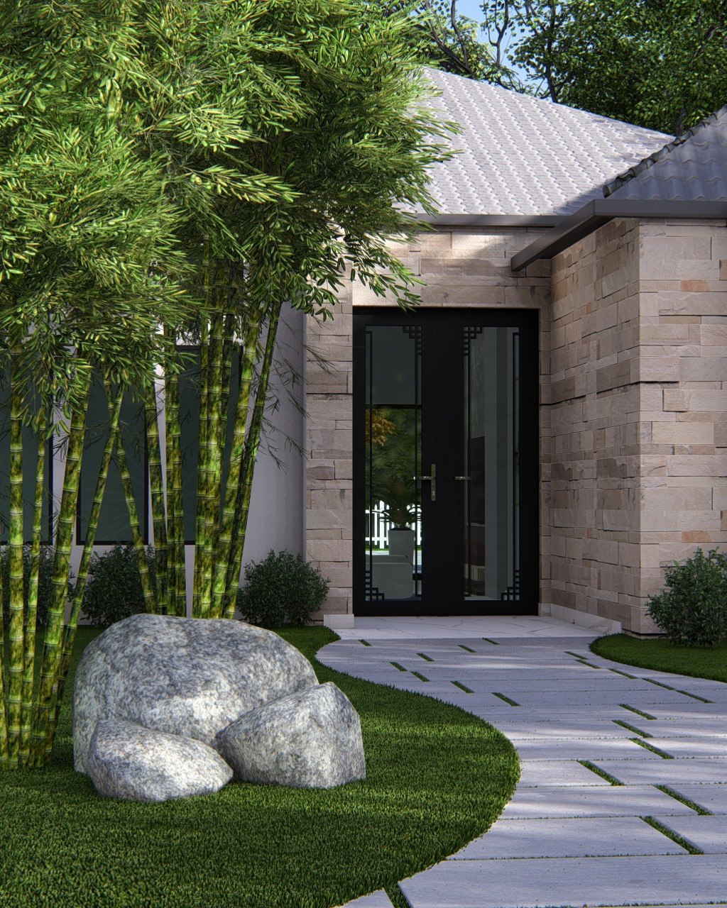 Tropical Florida residential exterior visualization